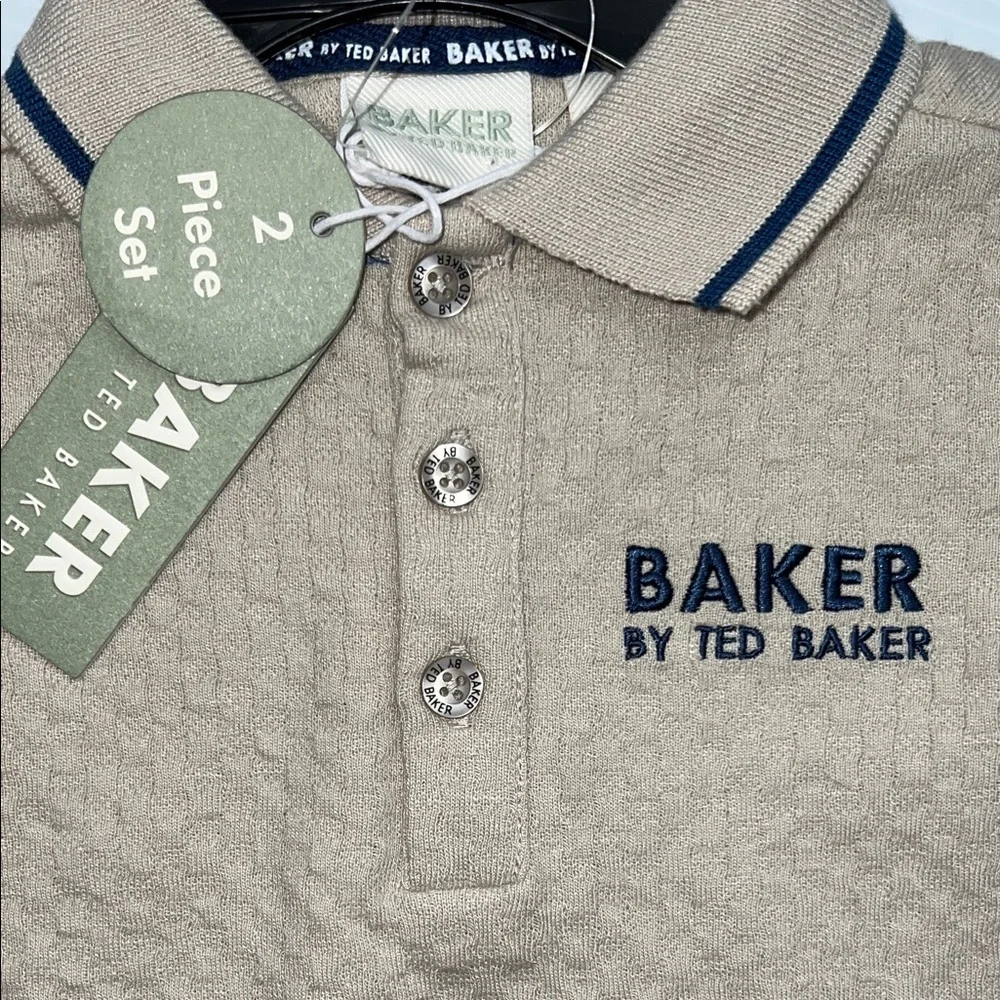 NWT Baker by Ted Baker Tan Kids Polo and Shorts Set 6-9 months